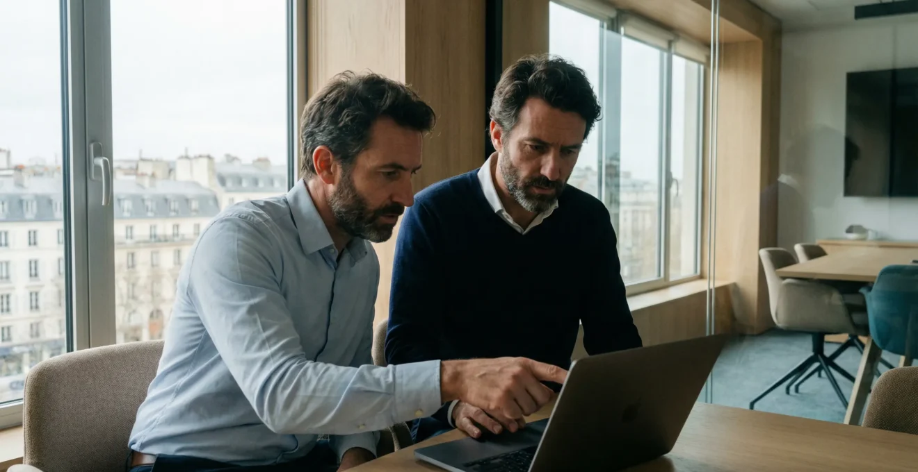 Élus CSE analysant les calculs d'indemnités PSE lors d'une réunion de travail